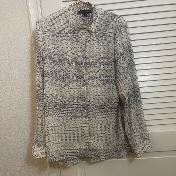 Banana Republic Tops - Banana Republic Sheer Geometric Print Blouse Medium